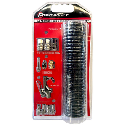Powerbuilt 12pc Recoil Air Hose And Accessory Set