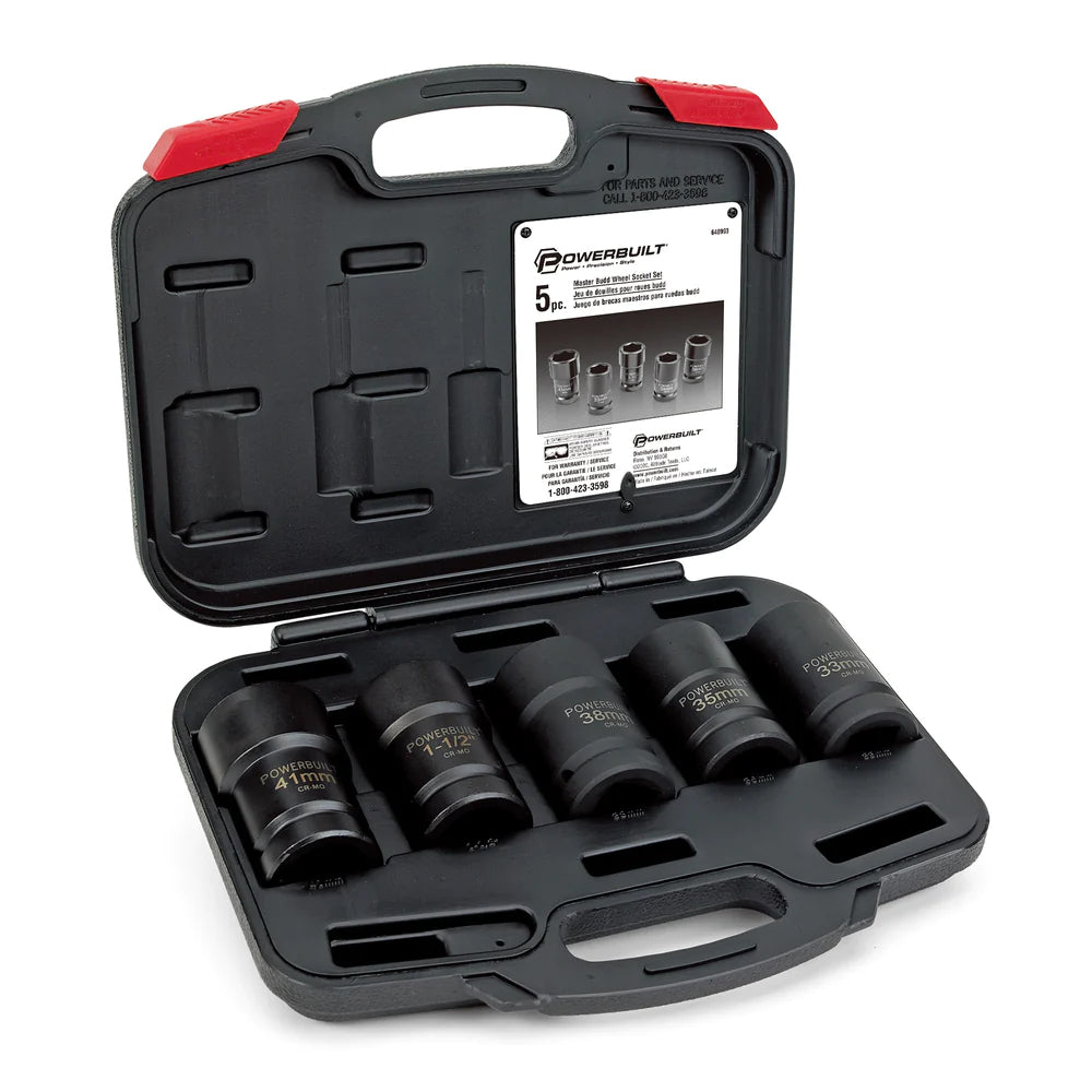 Powerbuilt 1” Dr 5pc Master Budd Wheel Socket Set