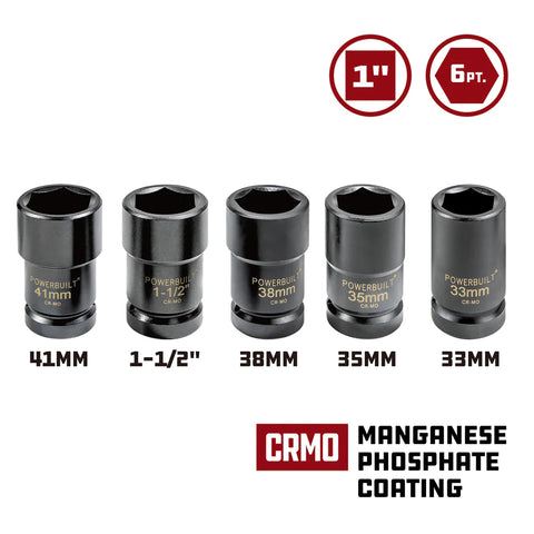 Powerbuilt 1” Dr 5pc Master Budd Wheel Socket Set