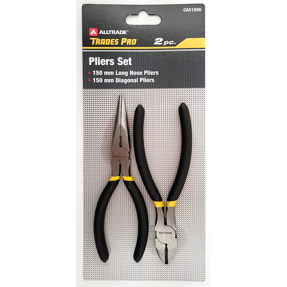 Trades Pro 2pc Pack 150mm/6 Long Nose & Diagonal Pliers