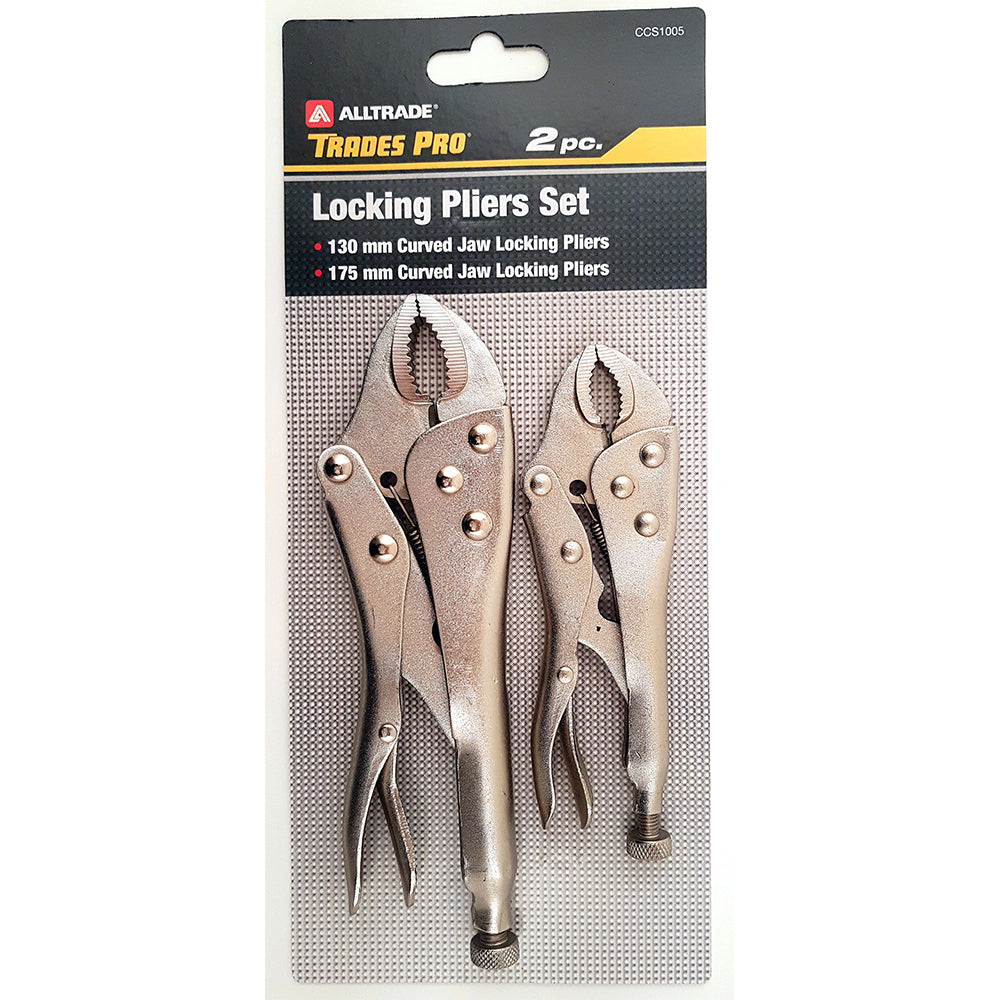 Trades Pro 2pc Pack 130mm/5-1/4 & 175mm/7 Curved Jaw Locking Plier Set