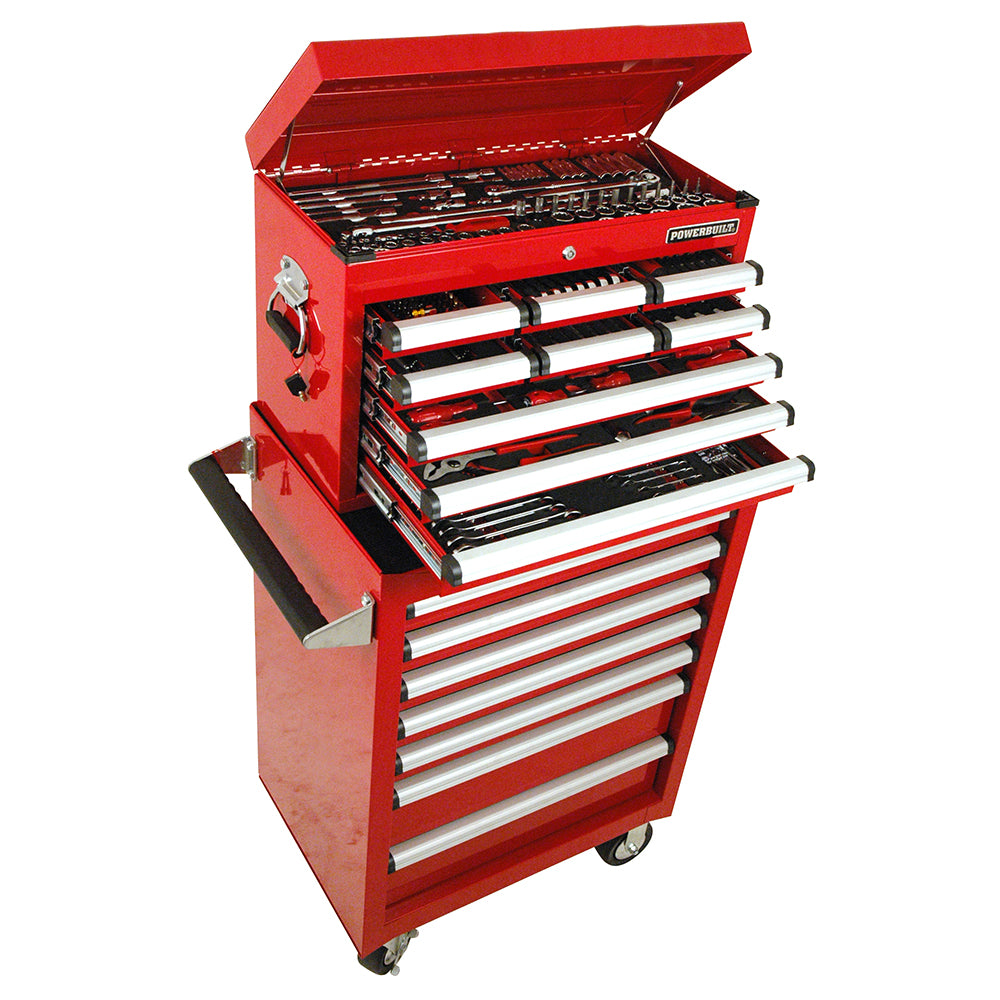 Powerbuilt 294pc Red Tool Chest, Roller Cabinet & Assorted Tools