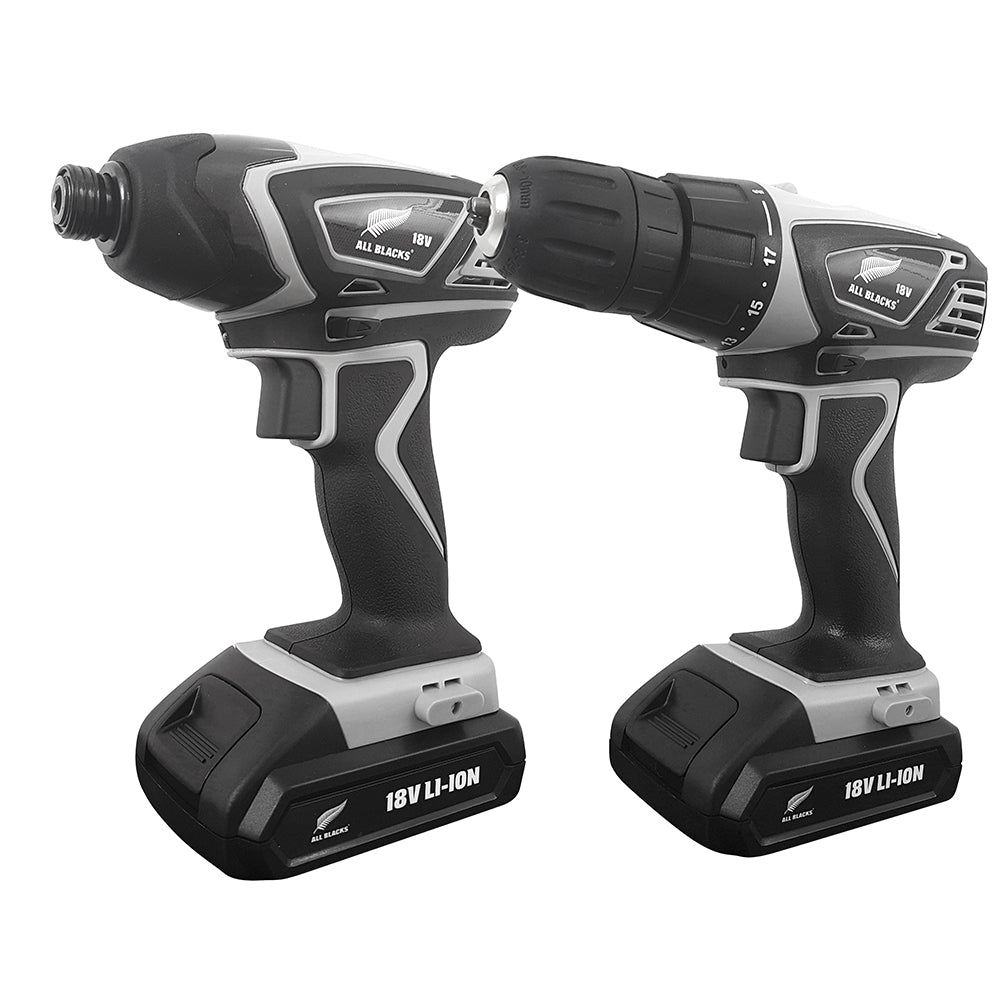 All Blacks 2pc 18V Lithium-Ion Cordless Drill & Impact Driver Kit