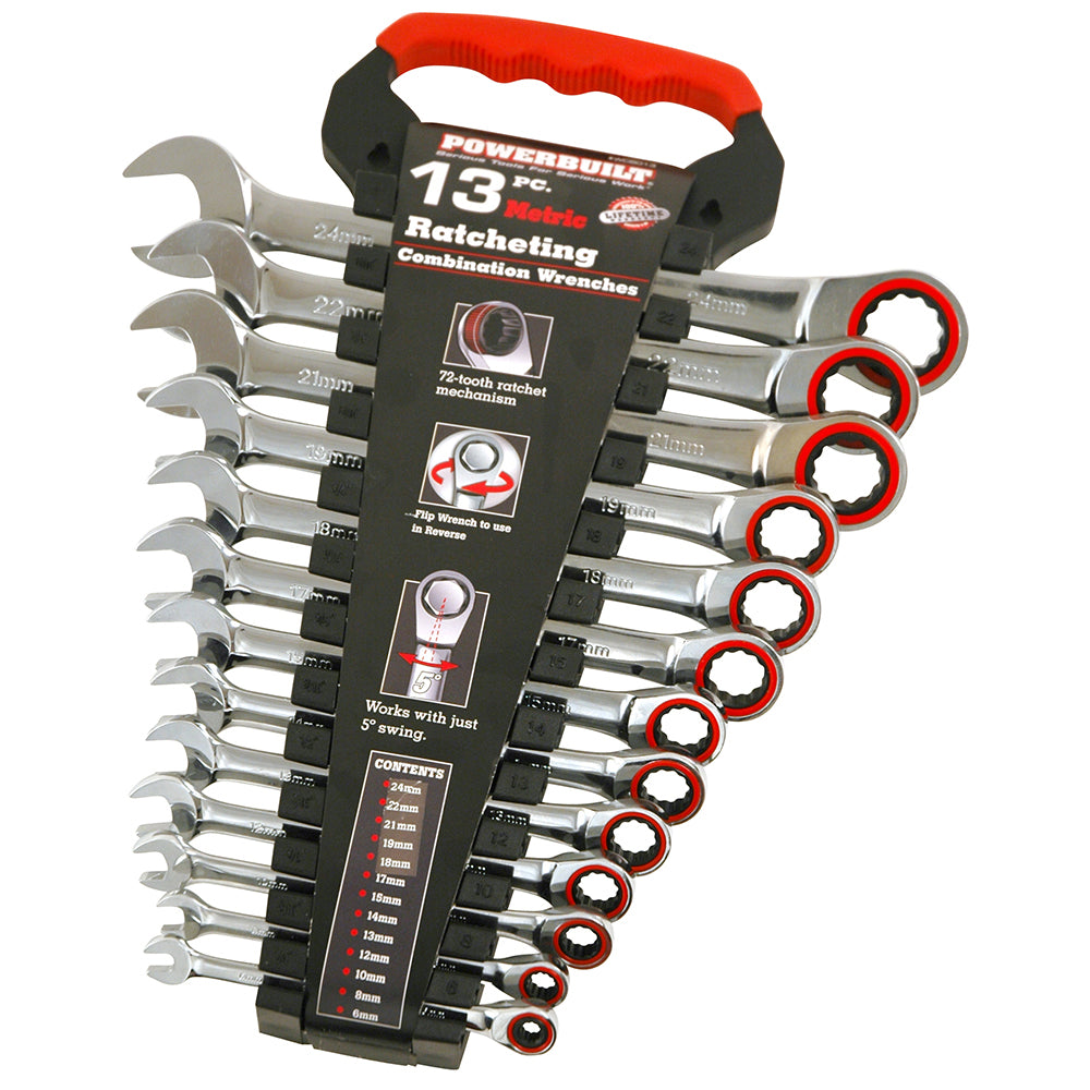 Powerbuilt 13pc Metric Reversible Gear Spanner Set