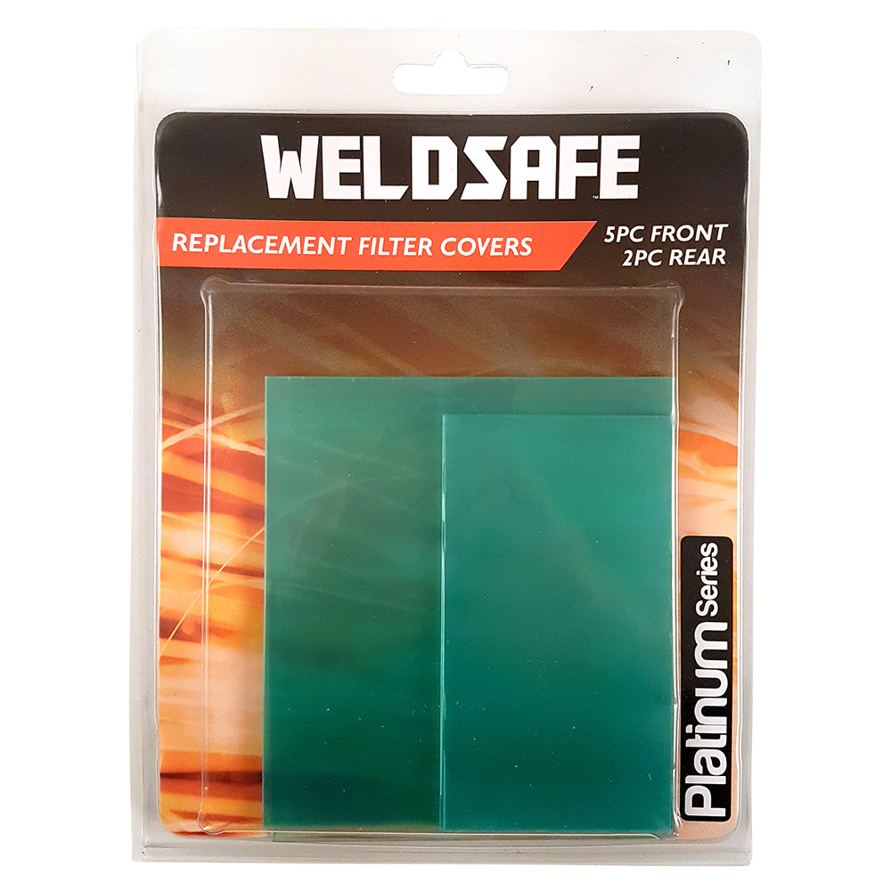 WELDSAFE 7PK WELDING HELMET SPARE FILTER COVERS 5X FRONT 2X REAR - PLATINUM