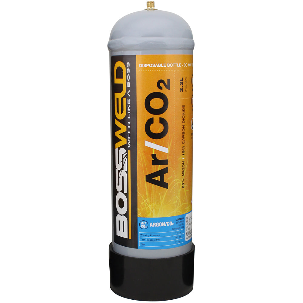 Bossweld 2.2 Lt Argon/Co2 Disposable Gas Bottle