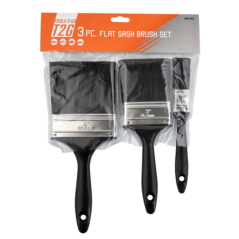Tools 2 Go 3pc Flat Sash Paint Brush Set