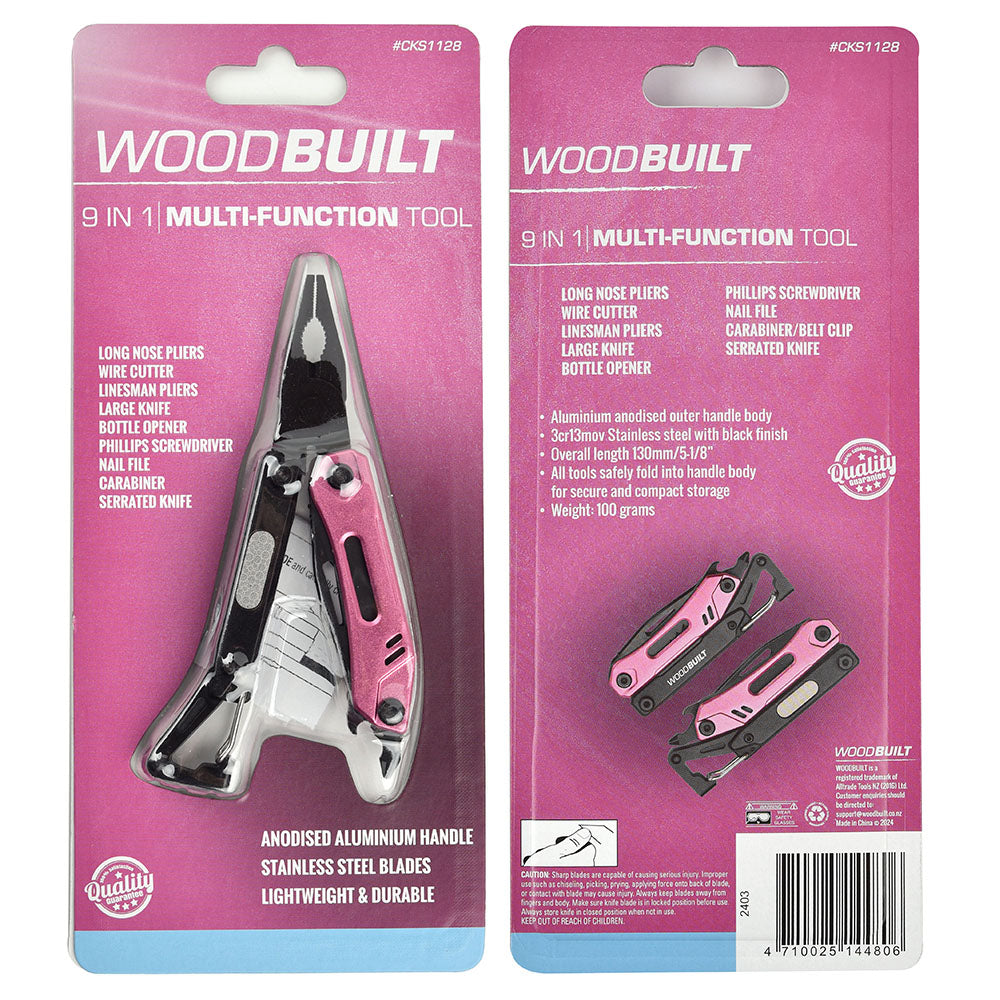 Woodbuilt Pink 9-in-1 Multi-Function Tool