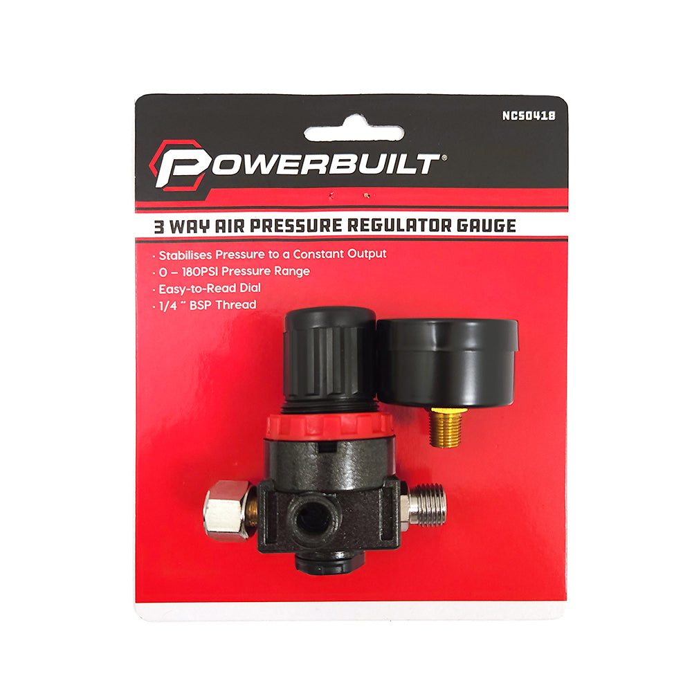 Powerbuilt 3-Way Air Pressure Regulator Gauge