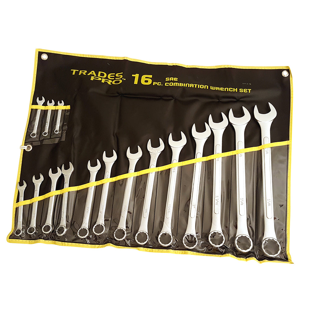 Trades Pro 16pc Imperial Ring and Open End Spanner Set