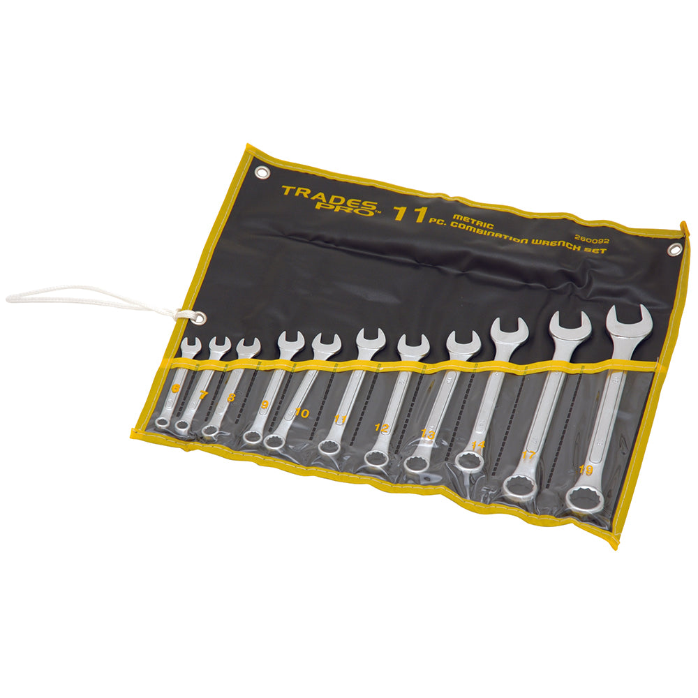 Trades Pro 11pc Metric Ring and Open End Spanner Set