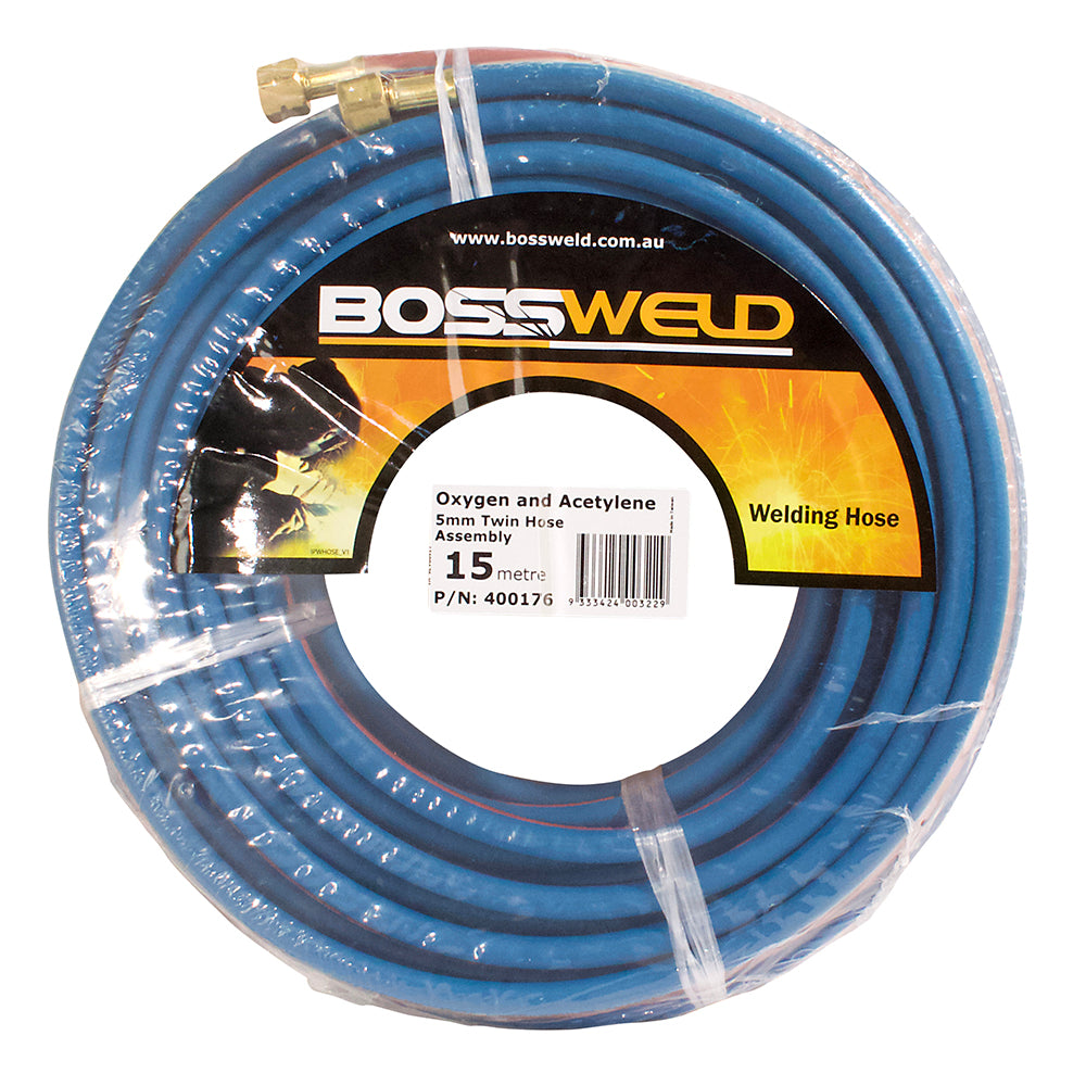 Bossweld Oxygen/Acetylene Twin Hose Assembly - 15 meters