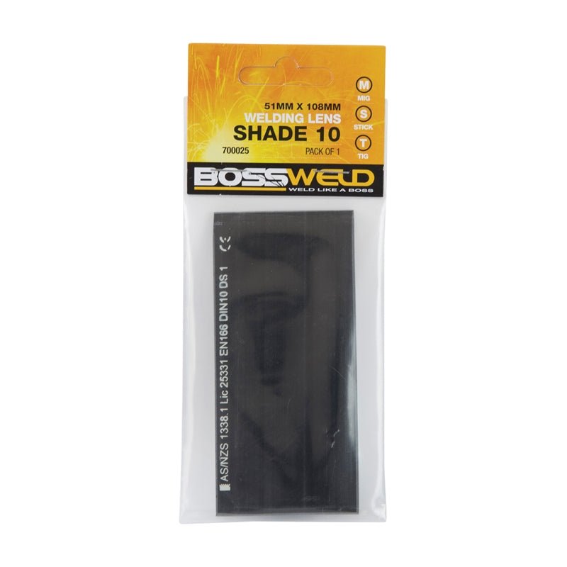 Bossweld Welder Lens 51mm x 108mm - Shade 10