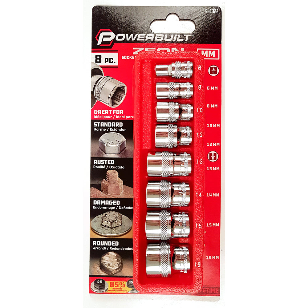 Powerbuilt 1/4" Dr , 3/8" Dr 8pc Metric ZEON Socket Set