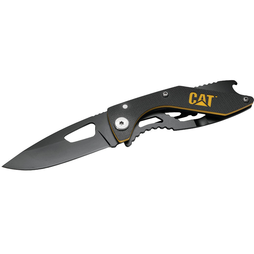 CAT 155MM FOLDING SKELETON KNIFE W/BOTTLE OPENER