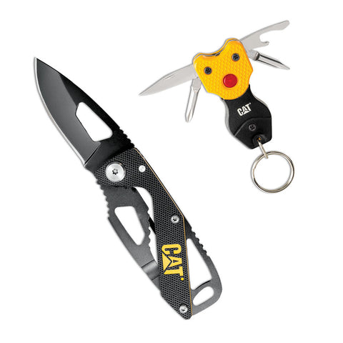 Cat® Folding Skeleton Knife And Mini Keychain Multi-Tool Set