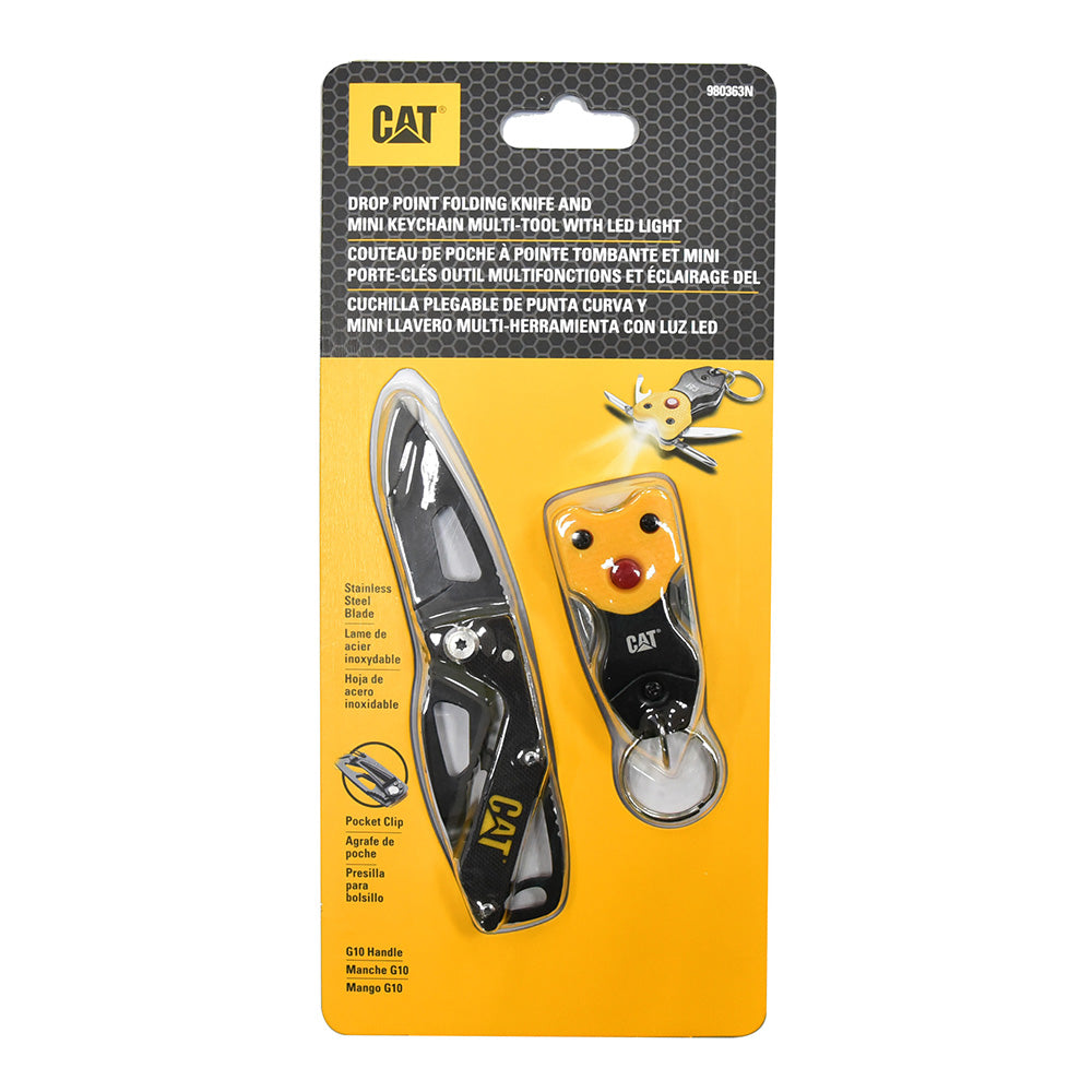 Cat® Folding Skeleton Knife And Mini Keychain Multi-Tool Set