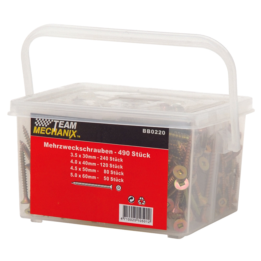 Team Mechanix 490pc Robertson Screw Assortment