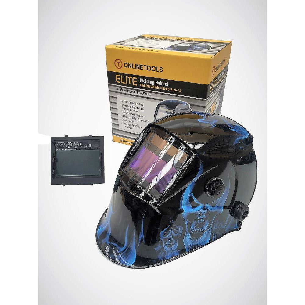 Auto Darkening Welding Helmet  4 SENSORS -Blue Inferno Elite-Professional Series