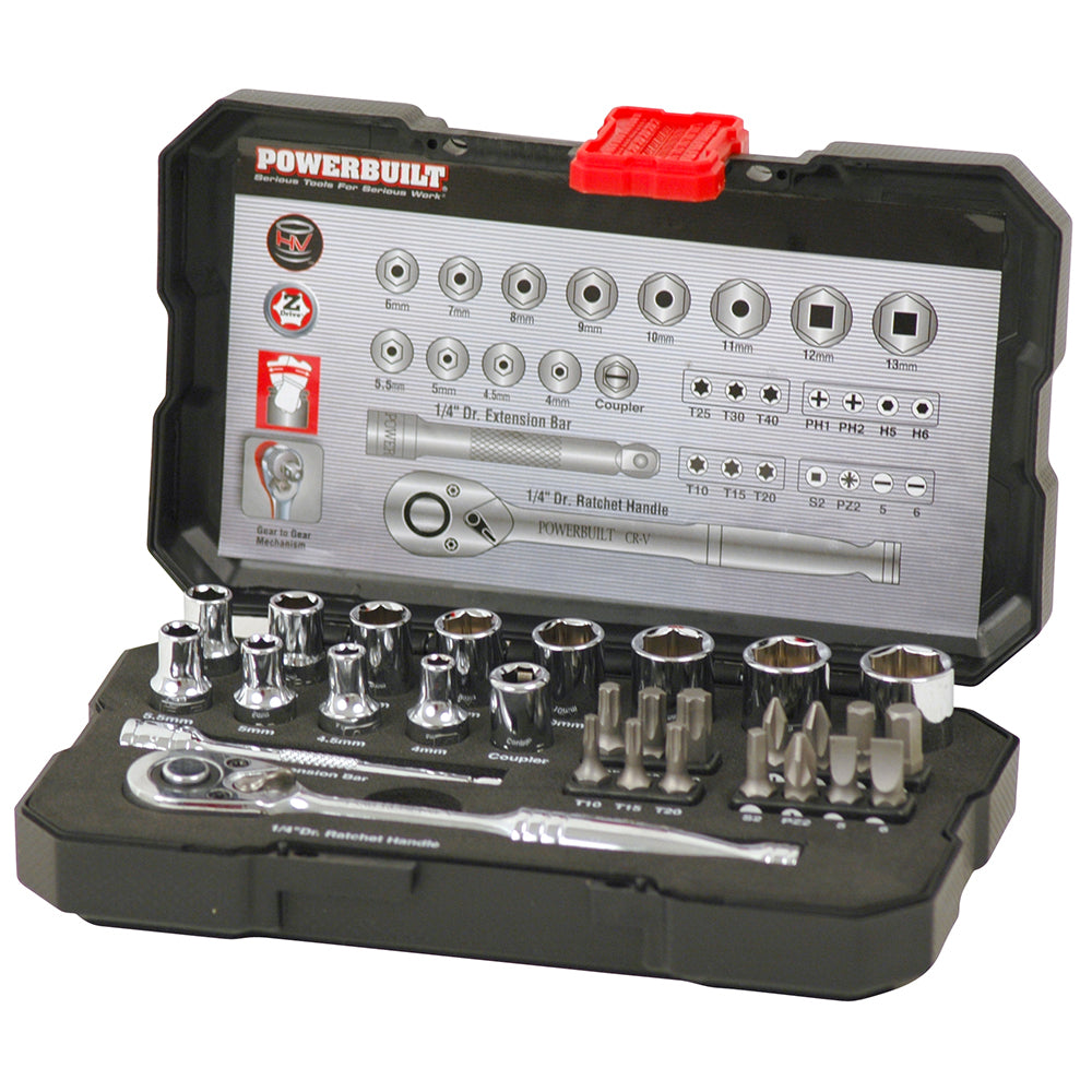 Powerbuilt 1/4" Dr 30pc Metric Socket Set