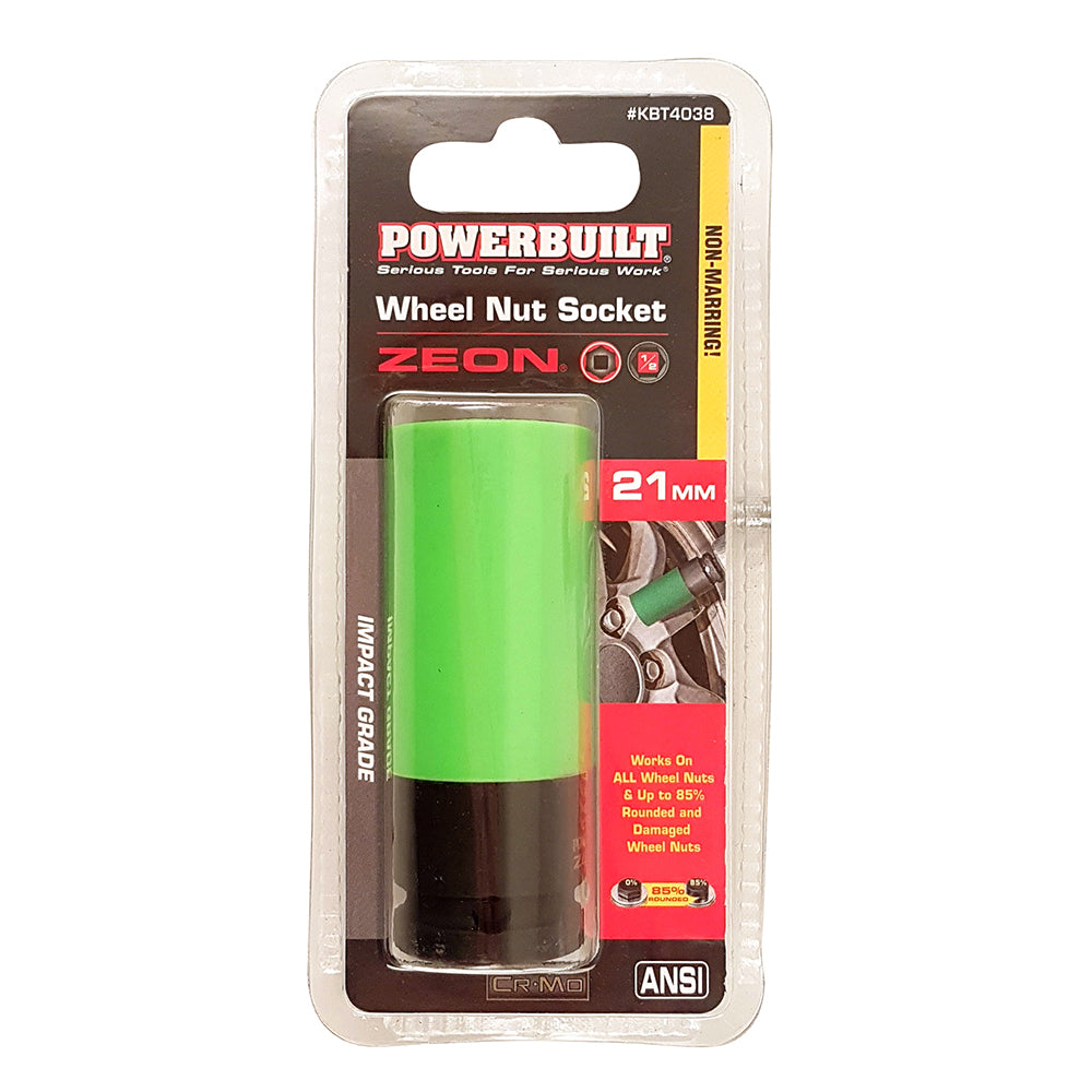 Powerbuilt 1/2" Dr 6pt 21mm ZEON Wheel Nut Impact Socket