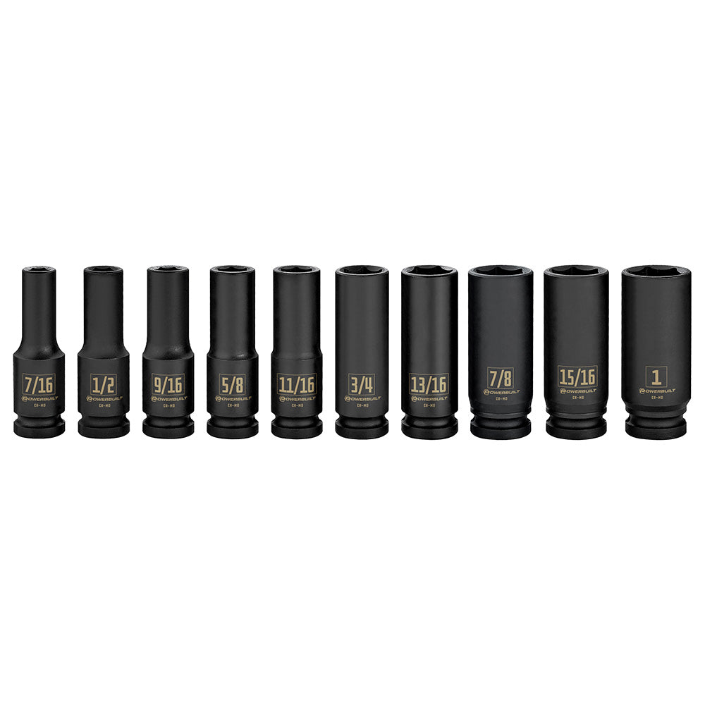 1/2" Dr 10pc Imperial Deep Impact Socket Set