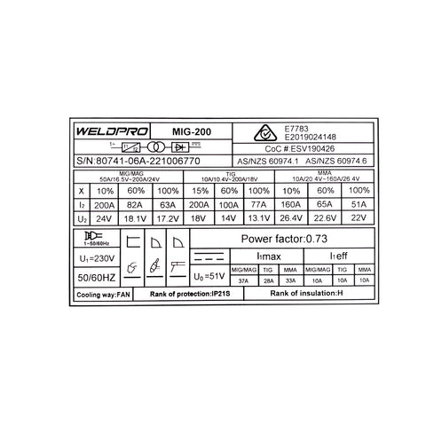 Weldpro Digital Mig 200 MIG/ARC/TIG GAS/GASLESS