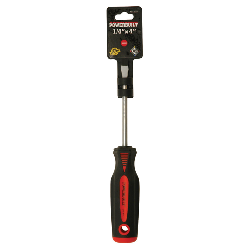 Powerbuilt 5/32" x 100mm/4" Slotted Soft Grip Screwdriver