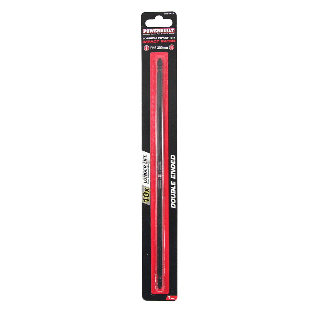 Powerbuilt 1/4 Torsion Impact Power Bit - Phillips #2 x 300mm Long Double Ended