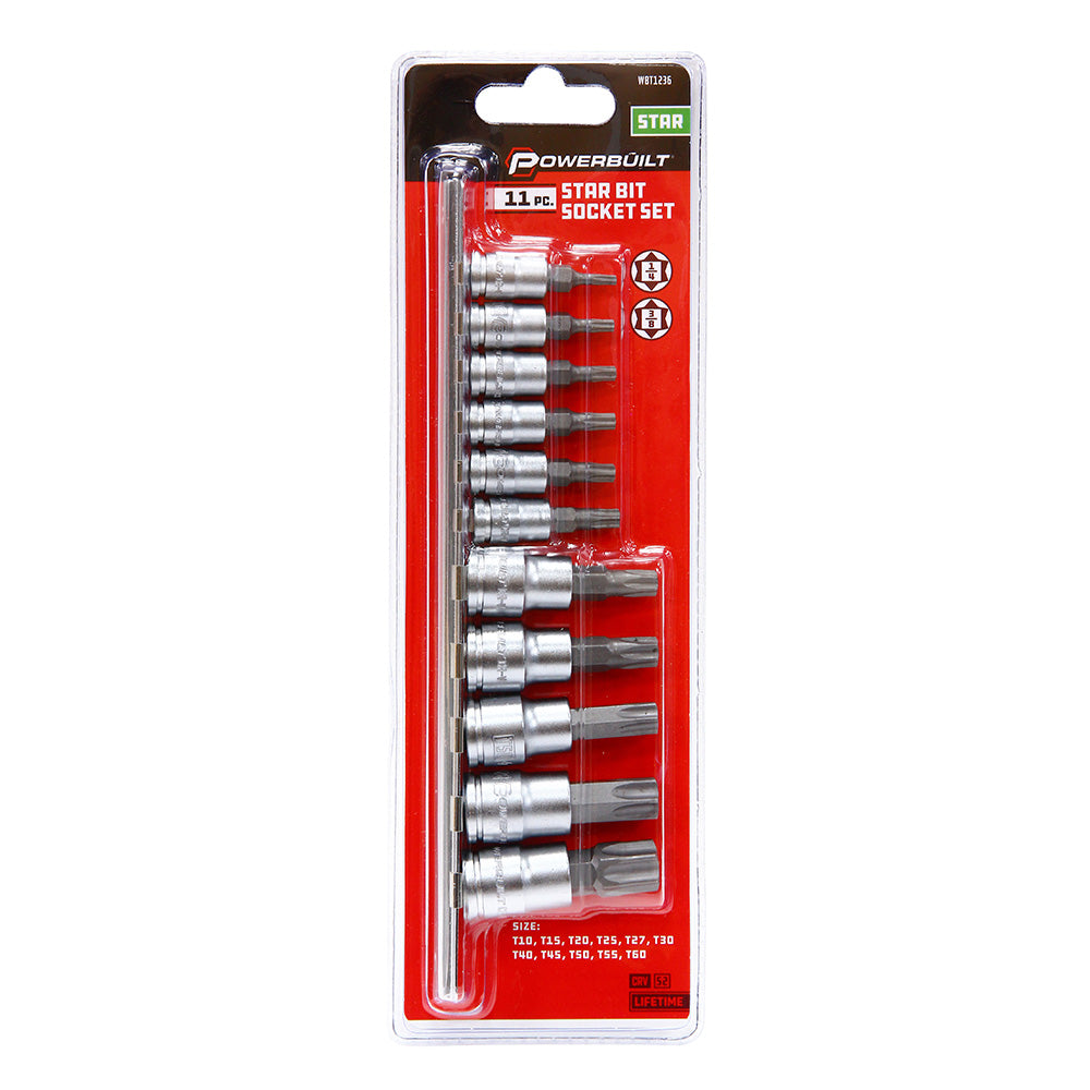 1/4" Dr 3/8" Dr 11pc Star / Torx Bit Socket Set