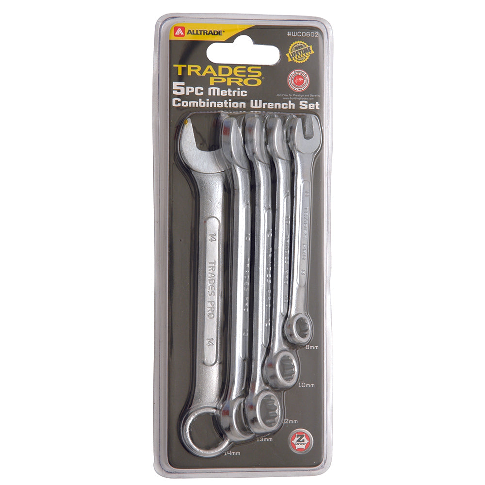 Trades Pro 5pc Metric Ring and Open End Spanner Set