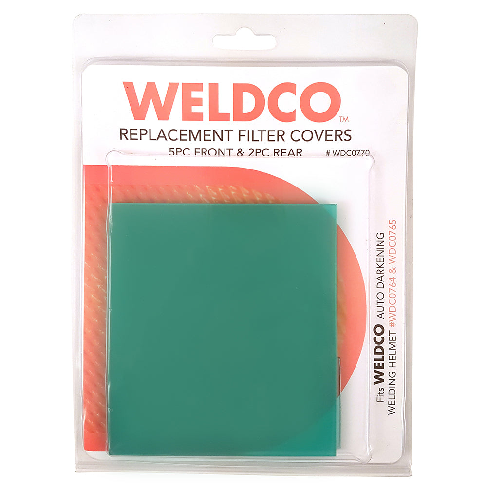 WELDCO 7PK WELDING HELMET SPARE FILTER COVERS 5X FRONT 2X REAR EX WDC0764/65