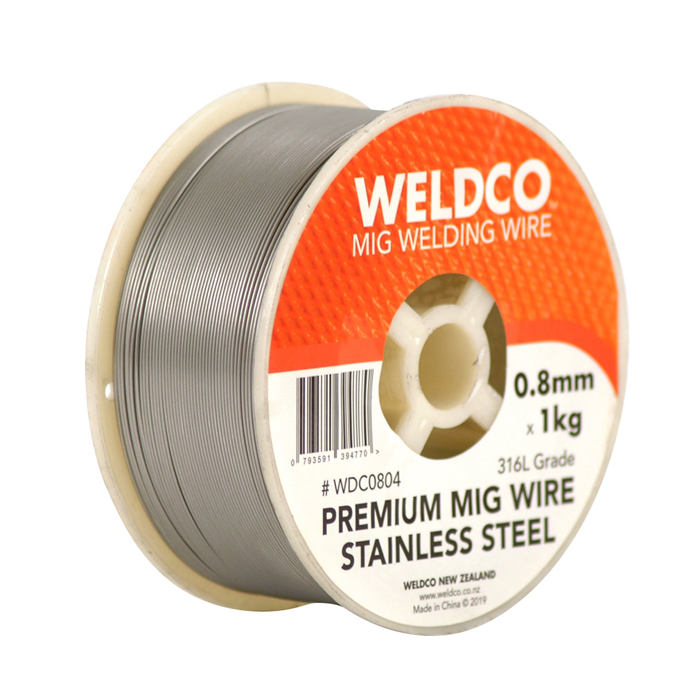 Weldco Mig Welding Wire -0.8mm x 1kg Stainless Steel Premium Mig Wire