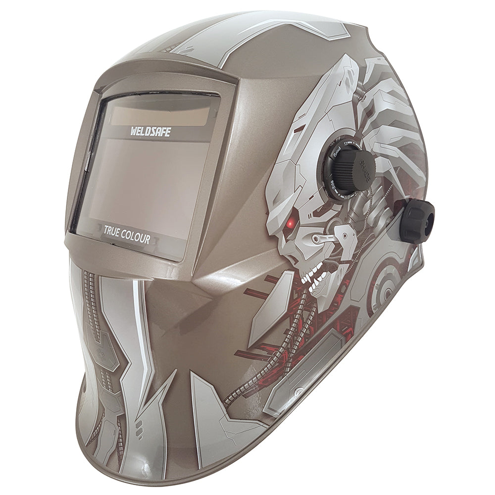 WELDSAFE PLATINUM SILVER ROBOT WELDING HELMET