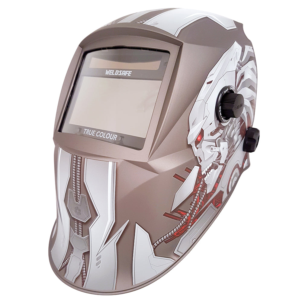 WELDSAFE PLATINUM SILVER ROBOT (MATT) WELDING HELMET