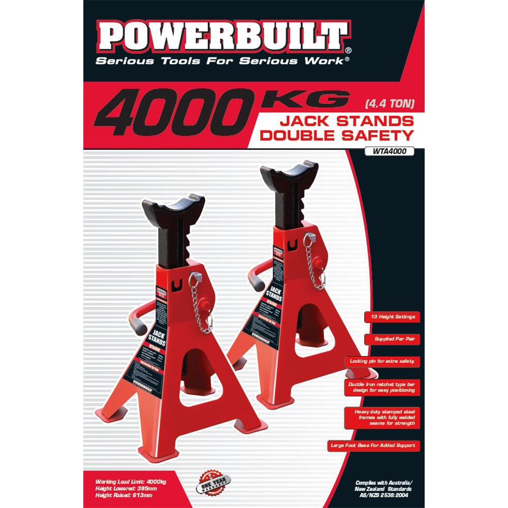 Powerbuilt 4.4 Ton / 4000kg Jack Stands