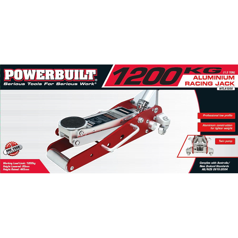 Powerbuilt 1.3 Ton / 1200kg Low Profile Aluminium Racing Jack